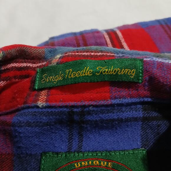 VTG Natural Choice Men's Flannel Shirt 2XL100% Cotton Red/Green/Blue Button-Down - Picture 7 of 12